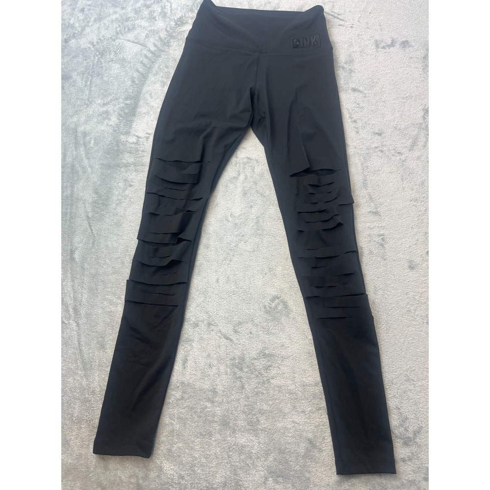 PINK Victoria's Secret Ultimate Distressed Ripped Cutout Leggings Black XS